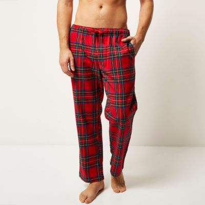 Red tartan drawstring pyjama bottoms